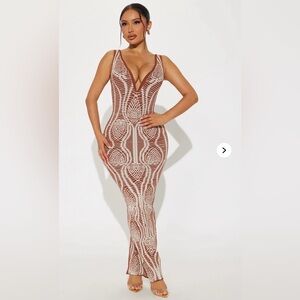 Rachel Sweater Maxi Dress - Brown Combo